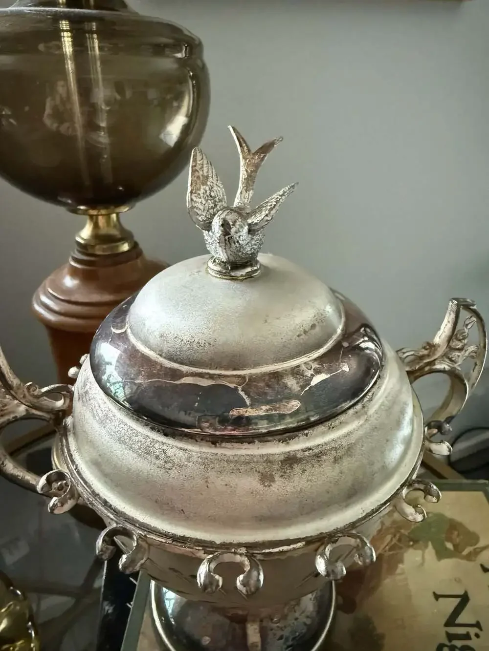 Antique Victorian Quadruple Silverplate William Rogers Spooner Sugar Bowl